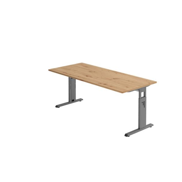 4032062190401 - Schreibtisch O-Serie VOS19 R G manuell höhenverstellbar 65-85cm (H) 180x80cm (BxT) rechteckig asteiche   graphit 4032062190