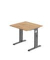 Schreibtisch, manuell höhenverstellbar, 65-85cm (H), 80x80cm (BxT), quadratisch, asteiche / graphit