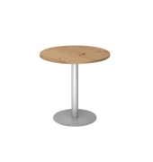 Besprechungstisch VSTF, 74,5cm (H), 80x80cm (BxT), rund, asteiche / silber