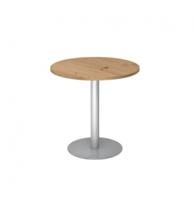 Besprechungstisch STF, 74,5cm (H), 80x80cm (BxT), rund, asteiche / silber