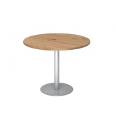 Besprechungstisch VSTF, 74,5cm (H), 100x100cm (BxT), rund, asteiche / silber