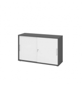 Schiebet&uuml;renschrank V1752S/G/W/RE, abschlie&szlig;bar, 2 OH, graphit/wei&szlig;, 120x74,8x40cm (BxHxT)