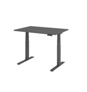 Sitz-Steh-Schreibtisch Basic, elektrisch h&ouml;henverstellbar, 64-129cm (H), 120x80cm (BxT), rechteckig, graphit / graphit