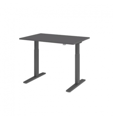 Schreibtisch, elektrisch höhenverstellbar, 70-120cm (H), 120x80cm (BxT), rechteckig, graphit / graphit