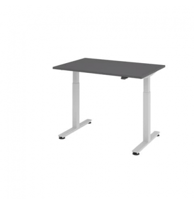Schreibtisch, elektrisch höhenverstellbar, 71-120cm (H), 120x80cm (BxT), rechteckig, graphit / silber