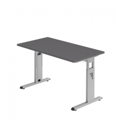 Schreibtisch O-Serie mini, manuell h&ouml;henverstellbar, 65-85cm (H), 120x67cm (BxT), rechteckig, graphit / silber
