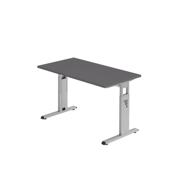 4032062323243 - Schreibtisch O-Serie mini manuell höhenverstellbar 65-85cm (H) 120x67cm (BxT) rechteckig graphit   silber 4032062323243 Ham