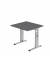 Schreibtisch O-Serie, manuell h&ouml;henverstellbar, 65-85cm (H), 80x80cm (BxT), quadratisch, graphit / silber
