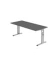 Schreibtisch O-Serie, manuell höhenverstellbar, 65-85cm (H), 180x80cm (BxT), rechteckig, graphit / silber