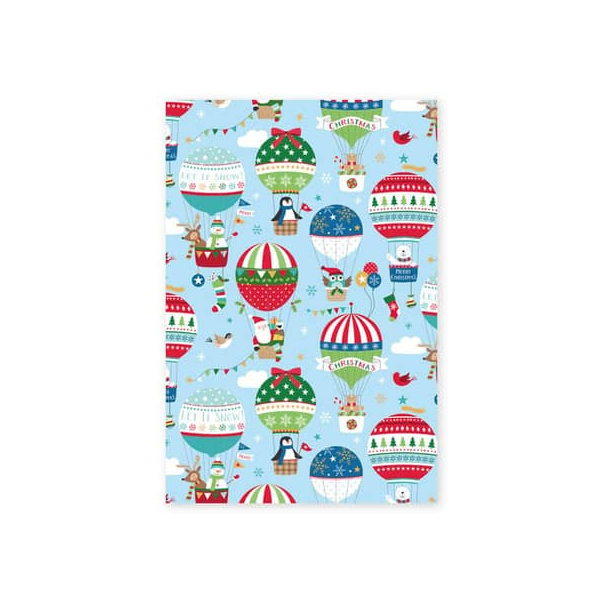 Zöwie Geschenkpapier 4A.8524.3, Weihnachten (Heissluftballons, Pinguien, Schneemann), 50cm x 250m, mehrfarbig