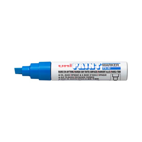 6 Stück uni-ball Lackmarker PX-30, 182253, Stift, blau, 4-8,5mm Keilspitze 4902778917367 uni-ball