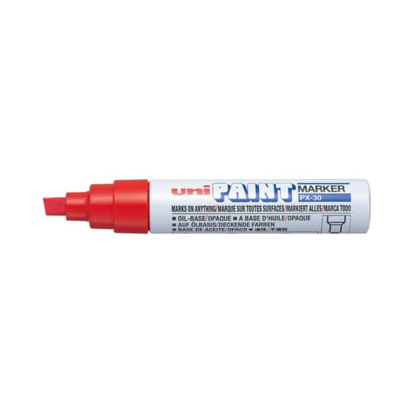 6 Stück uni-ball Lackmarker PX-30, 182223, Stift, rot, 4-8,5mm Keilspitze 4902778917374 uni-ball