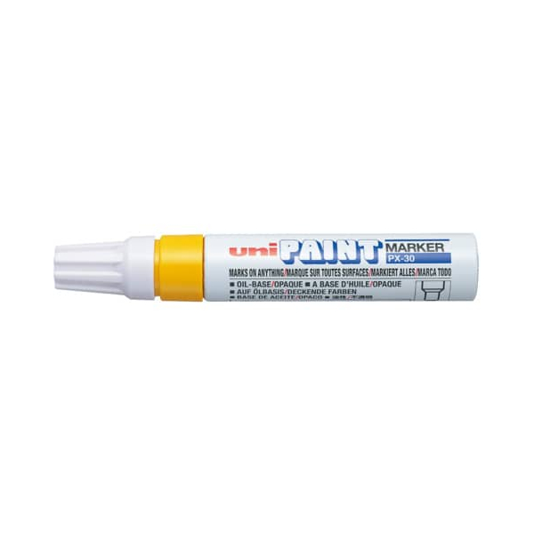 6 Stück uni-ball Lackmarker PX-30, 182207, Stift, gelb, 4-8,5mm Keilspitze 4902778917381 uni-ball