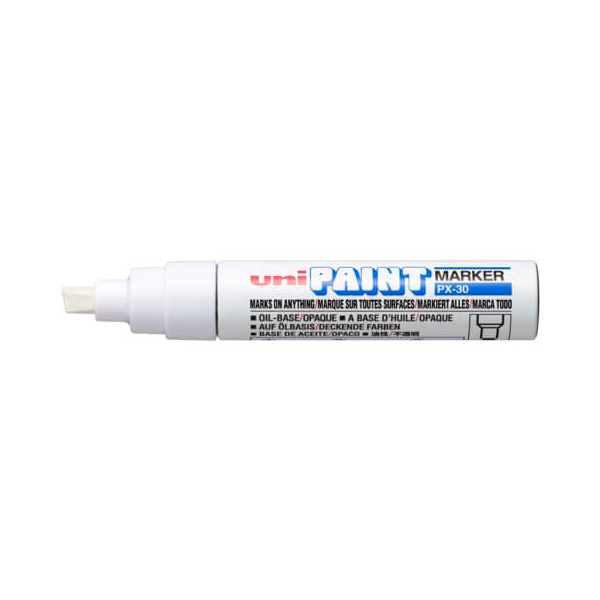6 Stück uni-ball Lackmarker PX-30, 182201, Stift, weiß, 4-8,5mm Keilspitze 4902778917398 uni-ball