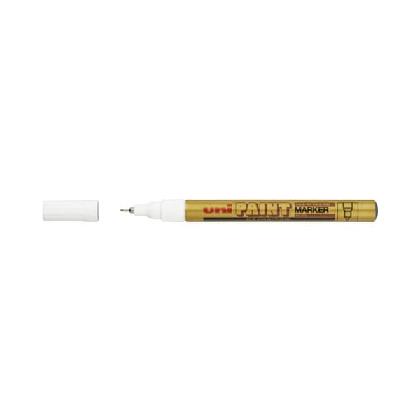 12 Stück uni-ball Lackmarker PX203, 182310, Stift, gold, 0,8mm Rundspitze 4902778918234 uni-ball
