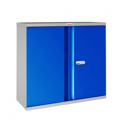 Stahlschrank SCL SCL0891GBE, abschlie&szlig;bar, 2 OH, grau/blau, 91,5x83x37cm (BxHxT)