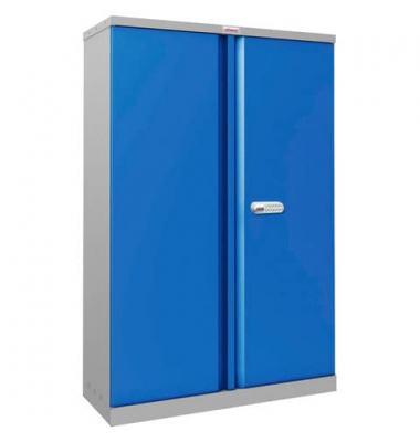 Stahlschrank SCL SCL1491GBE, abschlie&szlig;bar, 4 OH, grau/blau, 91,5x140x37cm (BxHxT)