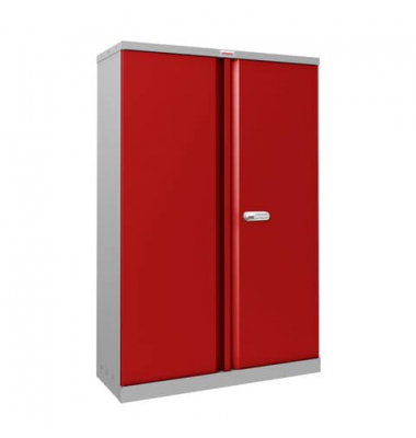 Stahlschrank SCL SCL1491GRE, abschlie&szlig;bar, 4 OH, grau/rot, 91,5x140x37cm (BxHxT)