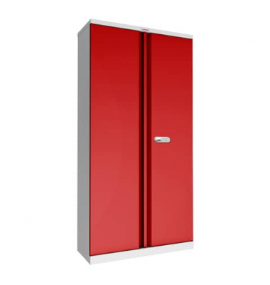 Stahlschrank SCL SCL1891GRE, abschlie&szlig;bar, 5 OH, grau/rot, 91,5x183x37cm (BxHxT)