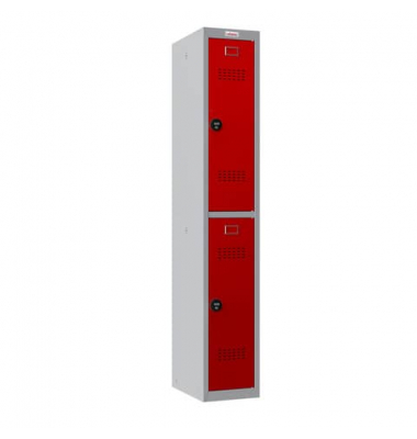 Garderobenschrank  2 Fächer grau  rot