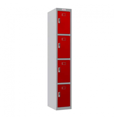 Garderobenschrank  4 Fächer graurot