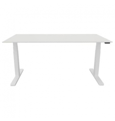 Schreibtisch, elektrisch höhenverstellbar, 65-130cm (H), 160x80cm (BxT), rechteckig, weiß / weiß