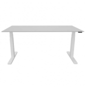 Schreibtisch, elektrisch höhenverstellbar, 65-130cm (H), 160x80cm (BxT), rechteckig, grau / weiß