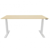 Schreibtisch, elektrisch höhenverstellbar, 65-130cm (H), 160x80cm (BxT), rechteckig, ahorn / weiß