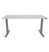 Schreibtisch, elektrisch höhenverstellbar, 65-130cm (H), 160x80cm (BxT), rechteckig, grau / silber