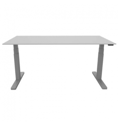 Schreibtisch, elektrisch höhenverstellbar, 65-130cm (H), 160x80cm (BxT), rechteckig, grau / silber