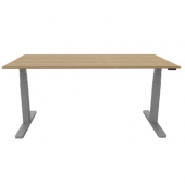Schreibtisch, elektrisch h&ouml;henverstellbar, 65-130cm (H), 160x80cm (BxT), rechteckig, eiche / silber