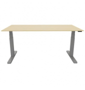 Schreibtisch, elektrisch höhenverstellbar, 65-130cm (H), 160x80cm (BxT), rechteckig, ahorn / silber