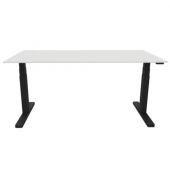 Schreibtisch, elektrisch höhenverstellbar, 65-130cm (H), 160x80cm (BxT), rechteckig, weiß / schwarz