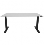 Schreibtisch, elektrisch höhenverstellbar, 65-130cm (H), 160x80cm (BxT), rechteckig, grau / schwarz