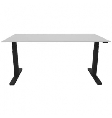 Schreibtisch, elektrisch höhenverstellbar, 65-130cm (H), 160x80cm (BxT), rechteckig, grau / schwarz