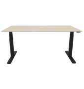 Schreibtisch, elektrisch höhenverstellbar, 65-130cm (H), 160x80cm (BxT), rechteckig, eiche / schwarz