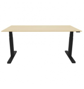 Schreibtisch, elektrisch h&ouml;henverstellbar, 65-130cm (H), 160x80cm (BxT), rechteckig, ahorn / schwarz