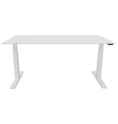 Schreibtisch, elektrisch höhenverstellbar, 65-130cm (H), 180x80cm (BxT), rechteckig, weiß / weiß