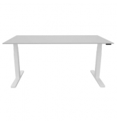 Schreibtisch, elektrisch höhenverstellbar, 65-130cm (H), 180x80cm (BxT), rechteckig, grau / weiß