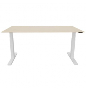 Schreibtisch, elektrisch höhenverstellbar, 65-130cm (H), 180x80cm (BxT), rechteckig, eiche / weiß