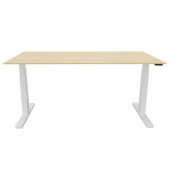 Schreibtisch, elektrisch höhenverstellbar, 65-130cm (H), 180x80cm (BxT), rechteckig, ahorn / weiß