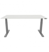 Schreibtisch, elektrisch h&ouml;henverstellbar, 65-130cm (H), 180x80cm (BxT), rechteckig, wei&szlig; / silber