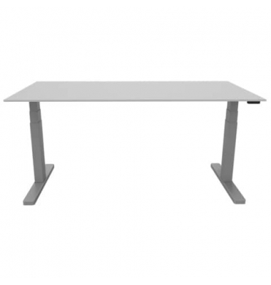 Schreibtisch, elektrisch h&ouml;henverstellbar, 65-130cm (H), 180x80cm (BxT), rechteckig, grau / silber