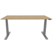 Schreibtisch, elektrisch h&ouml;henverstellbar, 65-130cm (H), 180x80cm (BxT), rechteckig, eiche / silber