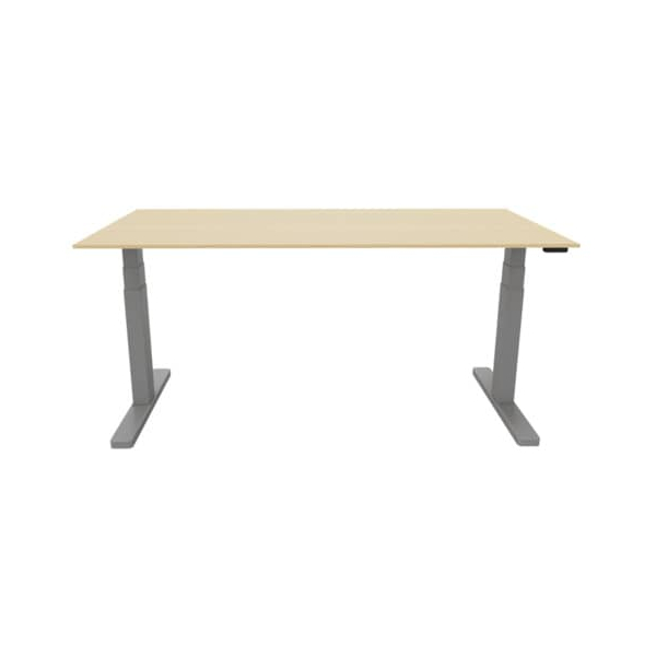 5705831141698 - Schreibtisch KF14169 elektrisch höhenverstellbar 65-130cm (H) 180x80cm (BxT) rechteckig ahorn   silber 5705831141698 Q-conn