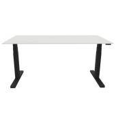 Schreibtisch, elektrisch höhenverstellbar, 65-130cm (H), 180x80cm (BxT), rechteckig, weiß / schwarz