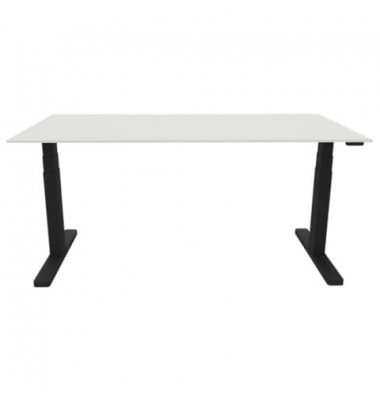 Schreibtisch, elektrisch höhenverstellbar, 65-130cm (H), 180x80cm (BxT), rechteckig, weiß / schwarz