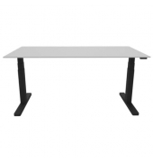 Schreibtisch, elektrisch höhenverstellbar, 65-130cm (H), 180x80cm (BxT), rechteckig, grau / schwarz