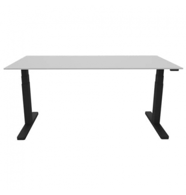 Schreibtisch, elektrisch höhenverstellbar, 65-130cm (H), 180x80cm (BxT), rechteckig, grau / schwarz