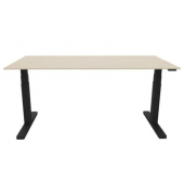 Schreibtisch, elektrisch höhenverstellbar, 65-130cm (H), 180x80cm (BxT), rechteckig, eiche / schwarz